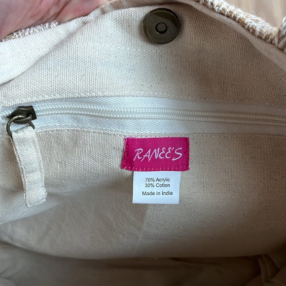 NWT. Pom Pom boho style tote. Lined w/ zip pocket & snap closure. Bright colors. - Picture 6 of 7